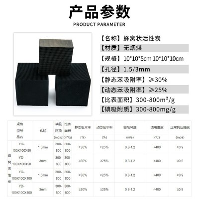 防水蜂窝状活性炭块 工业废气处理催化燃烧喷漆房净化蜂窝活性炭图4