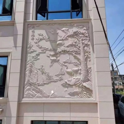 eps泡沫浮雕欧式别墅外墙装饰雕刻花板影壁墙松鹤图案来图制作图4