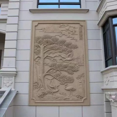 eps泡沫浮雕欧式别墅外墙装饰雕刻花板影壁墙松鹤图案来图制作图5