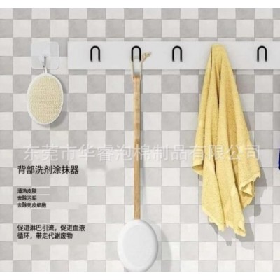 eva乳液涂抹器EVA洗澡刷头套装搓澡棉压纹打磨款高弹材质可带木柄图3