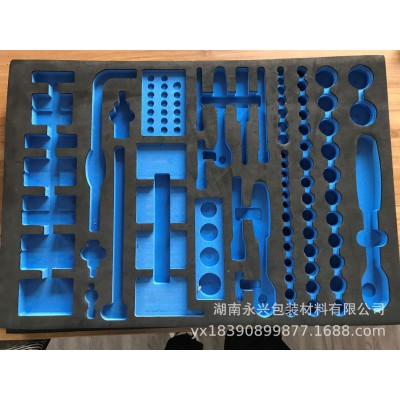 厂家直供彩色EVA珍珠棉PE高密度海绵精美覆绒工具箱内衬图2