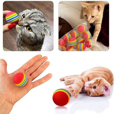 厂家批发eva弹力球 猫狗宠物玩具球猫咪解闷逗猫静音球 E VA彩虹球图2