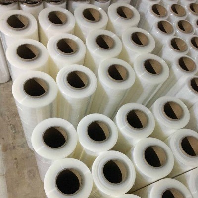 厂家批发PE缠绕膜拉伸膜 自粘防潮防尘透明包装膜 大卷工业打包膜图2