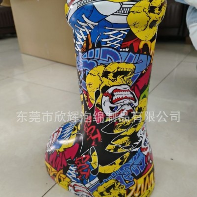 现货EVA阿童木同款男女通用雨靴大红鞋 高筒厚底增高大头雨靴图4
