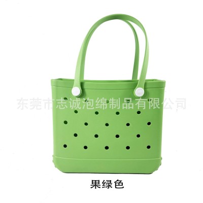 现货新品EVA洞洞包纯色系简约EVA购物篮收纳手提包幼儿书包图4