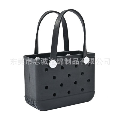 现货新品EVA洞洞包纯色系简约EVA购物篮收纳手提包幼儿书包图3