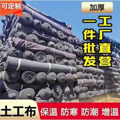 土工布工程布毛毡大棚保湿保温被养护毯路面黑心棉防寒布地毯图2