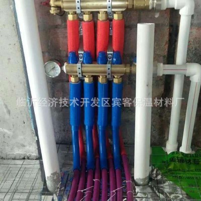 山东临沂厂家 红蓝压花保温管epe珍珠棉分水器用保温隔热护套管图2