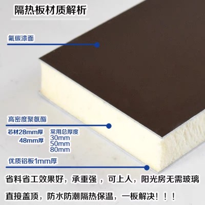 阳光房保温聚氨酯铝板 阻燃隔热隔音硬质聚氨酯铝板 厂家直供图3