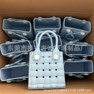 厂家直销亚马逊EVA手提洞洞包创意纯色防水斜跨包沙滩编制收纳包图2