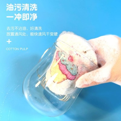 创意木浆棉洗碗擦卡通印花加厚刷碗用清洁工具速干压缩去污海绵擦图2