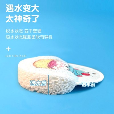 创意木浆棉洗碗擦卡通印花加厚刷碗用清洁工具速干压缩去污海绵擦图3